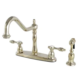 Outlet Tudor 8" Center Kitchen Faucet with Brass Sprayer Faucets With Side Spray