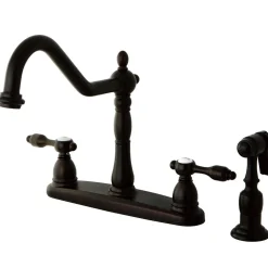 Sale Tudor 8" Center Kitchen Faucet with Brass Sprayer Faucets With Side Spray