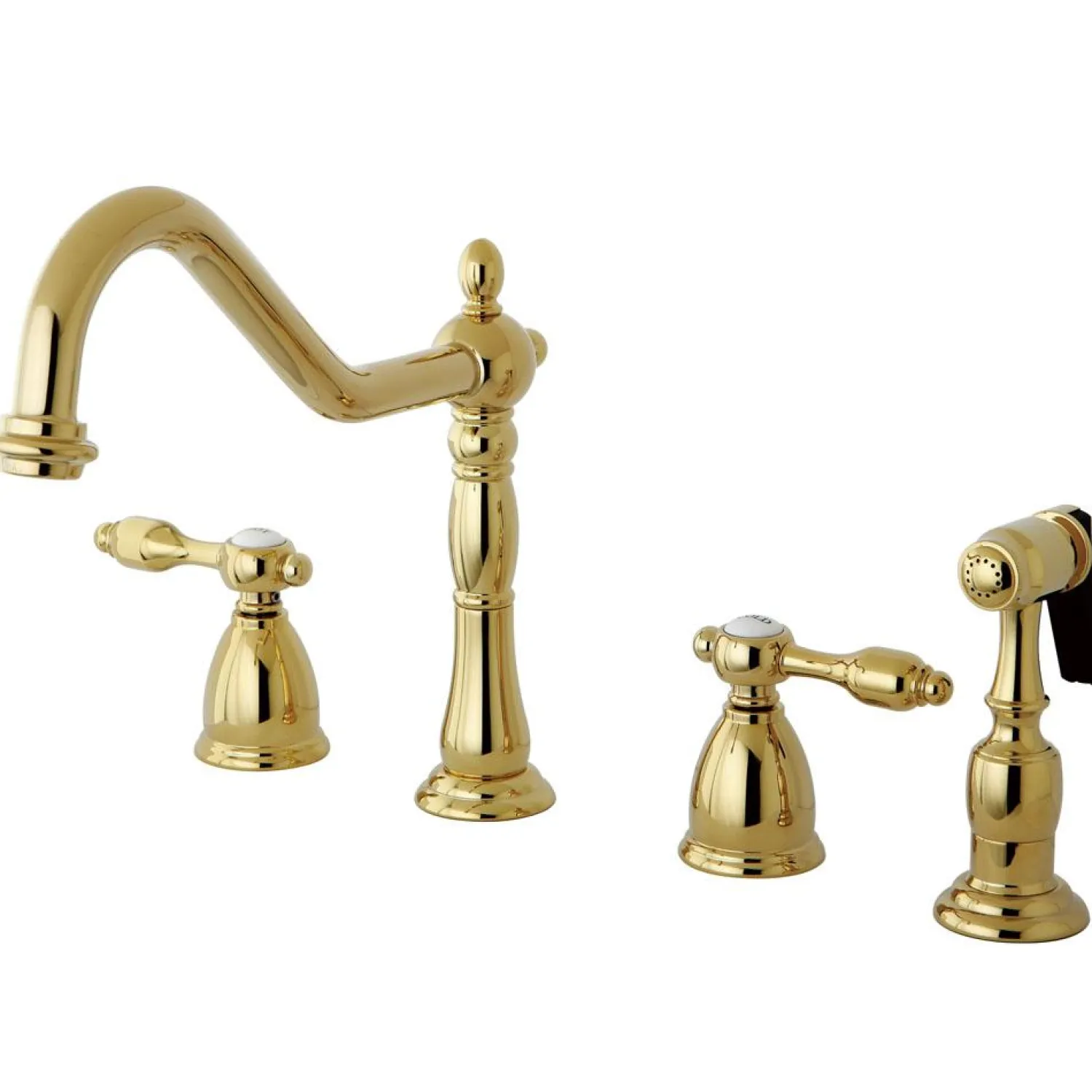 New Tudor Classic 8" Center Kitchen Faucet with Brass Sprayer Widespread Kitchen Faucets|Faucets With Side Spray