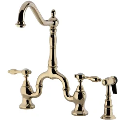 Sale Tudor Deck Mount Bridge Kitchen Faucet with Brass Sprayer Faucets With Side Spray|Bridge Faucets