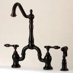 Sale Tudor Deck Mount Bridge Kitchen Faucet with Brass Sprayer Faucets With Side Spray|Bridge Faucets