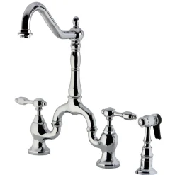 Sale Tudor Deck Mount Bridge Kitchen Faucet with Brass Sprayer Faucets With Side Spray|Bridge Faucets