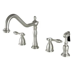 Outlet Tudor Four Hole 8" Center Kitchen Faucet with Brass Sprayer Widespread Kitchen Faucets|Faucets With Side Spray