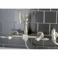 Hot Tudor 8-Inch Centerset Wall Mount Kitchen Faucet with Brass Sprayer Wall Mounted Kitchen Faucets|Faucets With Side Spray