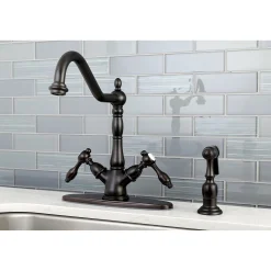 Best Tudor Mono Deck Mount Kitchen Faucet with Brass Sprayer Faucets With Side Spray