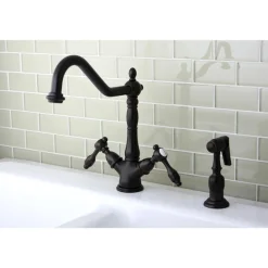 Best Tudor Mono Deck Mount Kitchen Faucet with Brass Sprayer Faucets With Side Spray