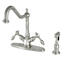 Best Tudor Mono Deck Mount Kitchen Faucet with Brass Sprayer Faucets With Side Spray