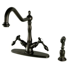 Best Tudor Mono Deck Mount Kitchen Faucet with Brass Sprayer Faucets With Side Spray