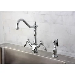 Best Tudor Mono Deck Mount Kitchen Faucet with Brass Sprayer Faucets With Side Spray