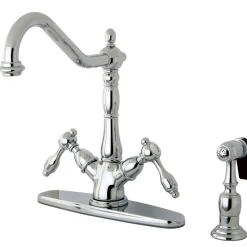 Best Tudor Mono Deck Mount Kitchen Faucet with Brass Sprayer Faucets With Side Spray