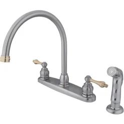 Discount Twin-Handle Centerset Kitchen Faucet Faucets With Side Spray