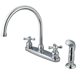 Best Twin-Handle 8" Centerset Kitchen Faucet Faucets With Side Spray