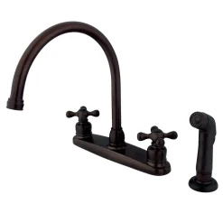 Best Twin-Handle 8" Centerset Kitchen Faucet Faucets With Side Spray