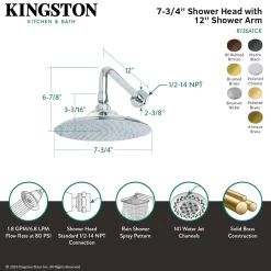 Online Victorian 8" Brass Shower Head with 12" Shower Arm in Brushed Brass Shower Heads