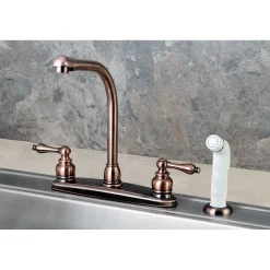 Sale Victorian Centerset 4-Hole Kitchen Faucet Faucets With Side Spray