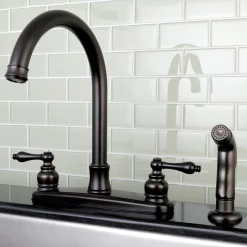 Discount Victorian Centerset Kitchen Faucet Faucets With Side Spray
