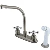 Clearance Victorian Cross-Handle Centerset Kitchen Faucet Faucets With Side Spray