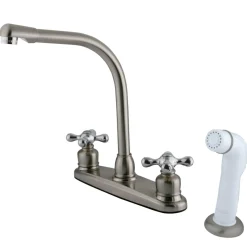 Clearance Victorian Cross-Handle Centerset Kitchen Faucet Faucets With Side Spray