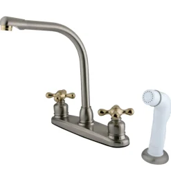 Clearance Victorian Cross-Handle Centerset Kitchen Faucet Faucets With Side Spray