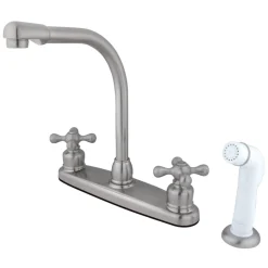 Clearance Victorian Cross-Handle Centerset Kitchen Faucet Faucets With Side Spray