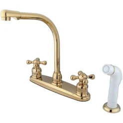 Clearance Victorian Cross-Handle Centerset Kitchen Faucet Faucets With Side Spray
