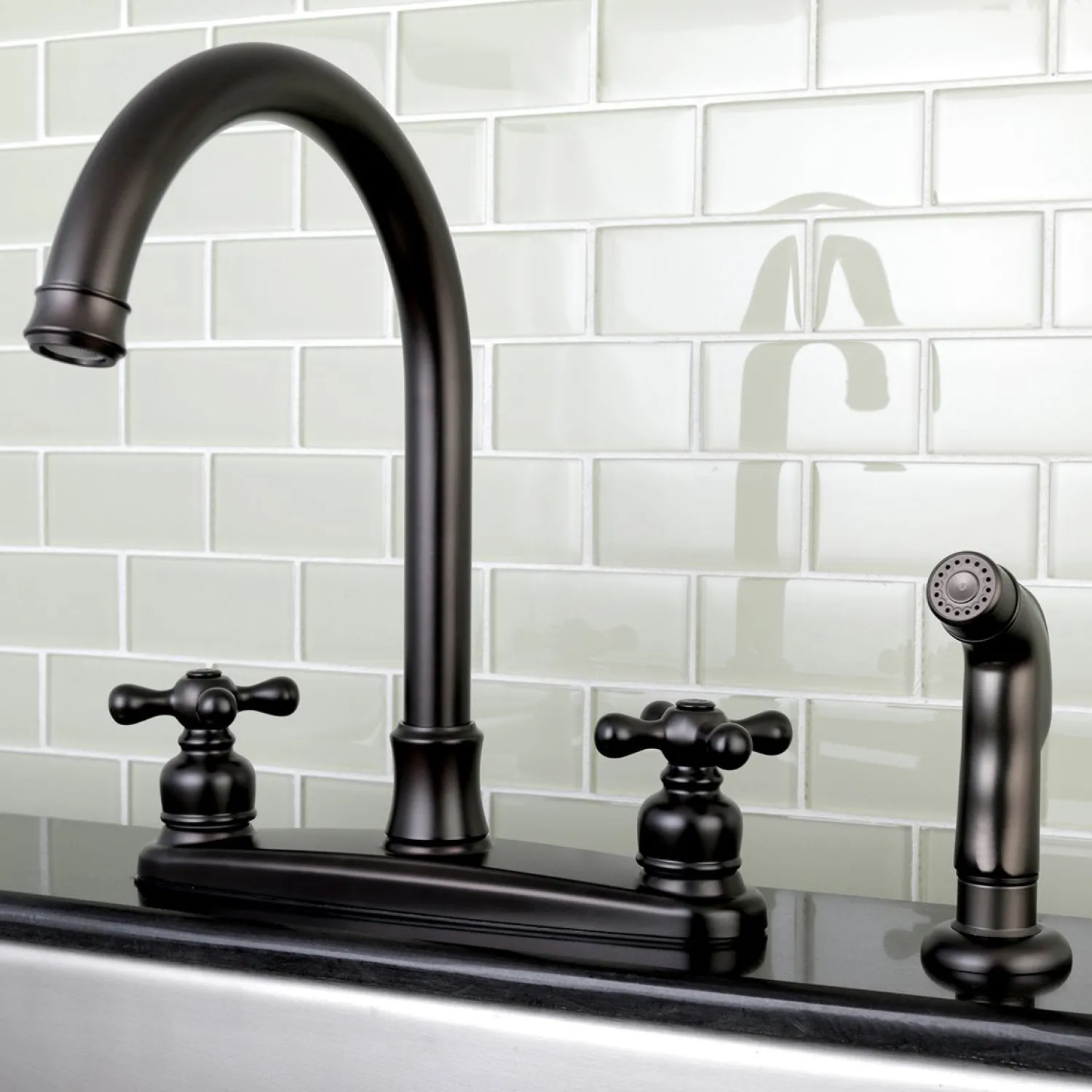 Sale Victorian Deck Mount Centerset Kitchen Faucet Faucets With Side Spray