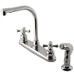 Hot Victorian Deck Mount Centerset 4-Hole Kitchen Faucet Faucets With Side Spray