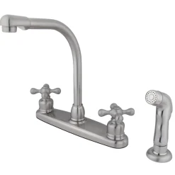 Hot Victorian Deck Mount Centerset 4-Hole Kitchen Faucet Faucets With Side Spray
