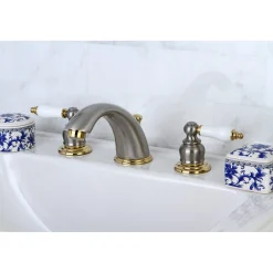 Discount Victorian Deck Mount Widespread Bathroom Faucet 8