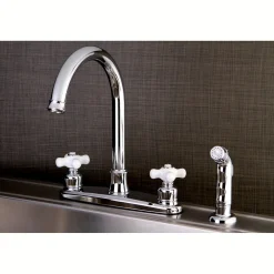 Clearance Victorian 4-Hole Centerset Kitchen Faucet Faucets With Side Spray