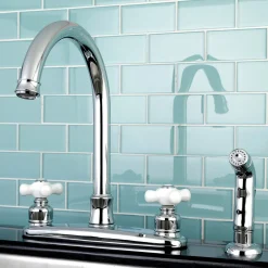 Clearance Victorian 4-Hole Centerset Kitchen Faucet Faucets With Side Spray
