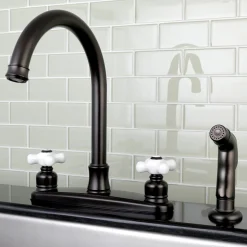 Clearance Victorian 4-Hole Centerset Kitchen Faucet Faucets With Side Spray