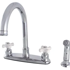 Clearance Victorian 4-Hole Centerset Kitchen Faucet Faucets With Side Spray