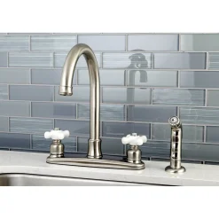 Clearance Victorian 4-Hole Centerset Kitchen Faucet Faucets With Side Spray