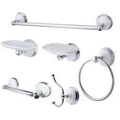 Hot Victorian 6 Piece Bathroom Accessory Set Towel Rings|Toothbrush Holders & Tumblers
