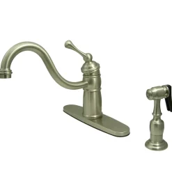 Outlet Victorian Single Handle Kitchen Faucet with Brass Sprayer Faucets With Side Spray