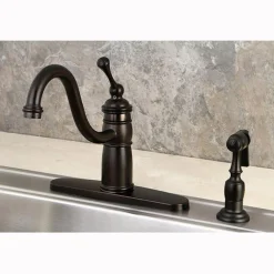 Outlet Victorian Single Handle Kitchen Faucet with Brass Sprayer Faucets With Side Spray