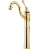 Victorian Single Handle Vessel Sink Faucet with Optional Cover Plate in Polished Brass Vessel Faucets