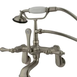 Vintage Adjustable 3-3/8" - 10" Centers Wall Mount Clawfoot Tub Filler Faucet with Hand Shower Tub Faucets