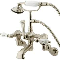 Outlet Vintage Adjustable 3-3/8" - 10" Center Classic Brass Wall Mount Clawfoot Tub Filler with Hand Shower Tub Faucets