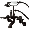 Sale Vintage Adjustable 3-3/8" - 10" Center Brass Wall Mount Clawfoot Tub Filler with Hand Shower Tub Faucets