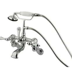 Sale Vintage Adjustable 3-3/8" - 10" Center Brass Wall Mount Clawfoot Tub Filler with Hand Shower Tub Faucets