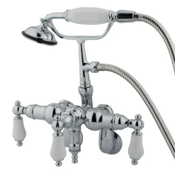 Clearance Vintage Adjustable 3-3/8" - 9" Center Classic Wall Mount Clawfoot Tub Filler with Hand Shower Tub Faucets