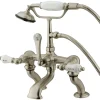 Online Vintage Adjustable 3-3/8" - 10" Center Brass Deck Mount Clawfoot Tub Filler with Hand Shower Tub Faucets