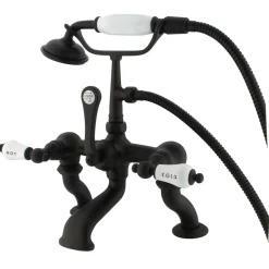 Online Vintage Adjustable 3-3/8" - 10" Center Brass Deck Mount Clawfoot Tub Filler with Hand Shower Tub Faucets