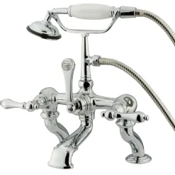 Discount Vintage Adjustable 3-3/8" - 10" Center Deck Mount Clawfoot Tub Filler with Hand Shower Tub Faucets