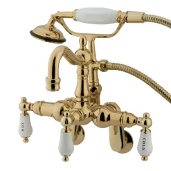 Vintage 3-3/8" - 9" Adjustable Center Classic Wall Mount Clawfoot Tub Filler with Hand Shower Tub Faucets