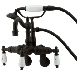 Vintage 3-3/8" - 9" Adjustable Center Classic Wall Mount Clawfoot Tub Filler with Hand Shower Tub Faucets