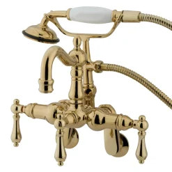 Hot Vintage 3-3/8" - 9" Adjustable Center Clawfoot Wall Mount Tub Filler with Hand Shower Tub Faucets