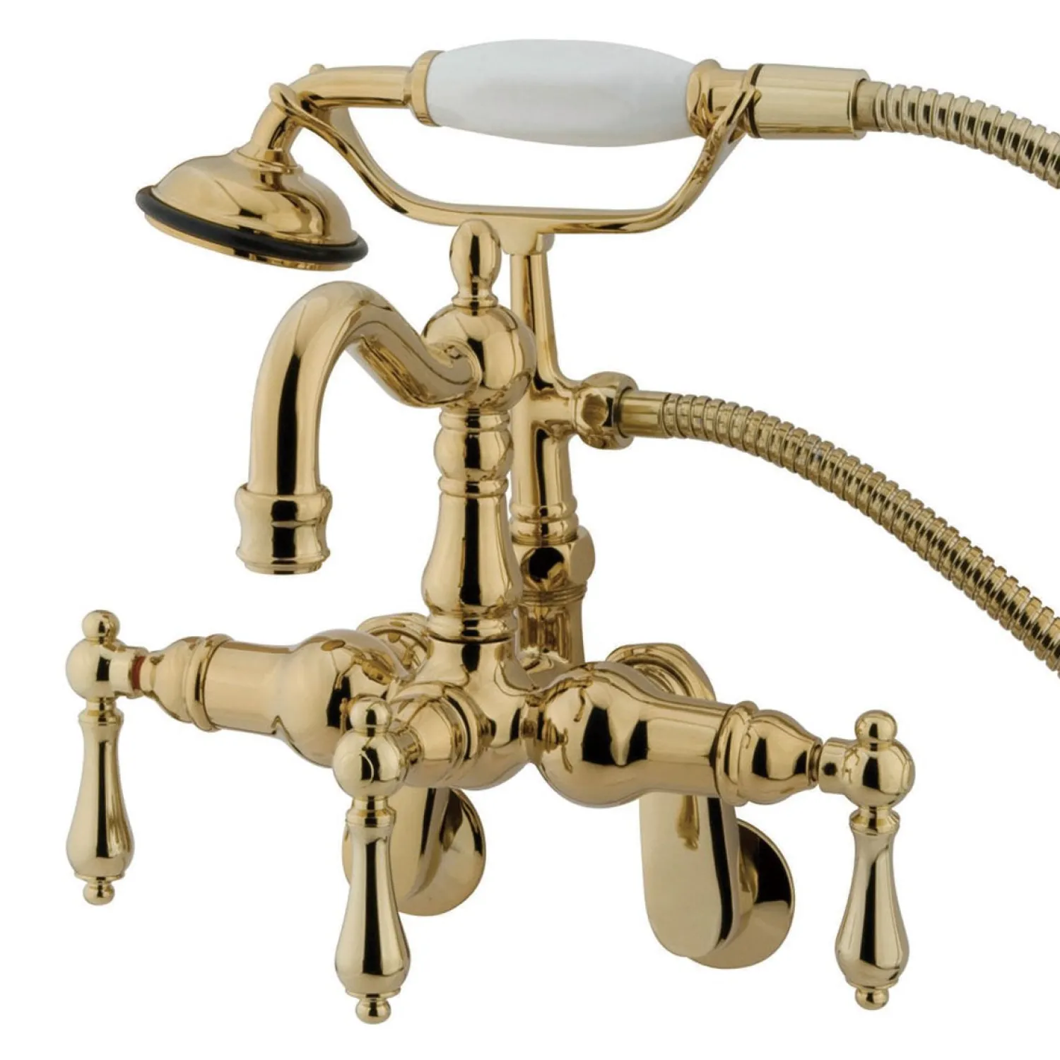 Hot Vintage 3-3/8" - 9" Adjustable Center Clawfoot Wall Mount Tub Filler with Hand Shower Tub Faucets